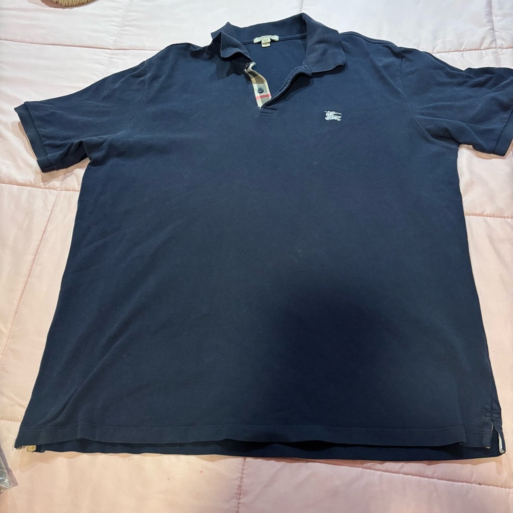 Burberry Polo Shirt in Blue and Tan with
Classic Collar XL